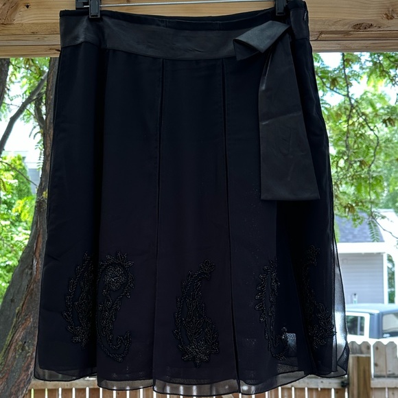 Ario NWT Black Paisley Beaded Embellished Lined Knee Length Skirt Large Holiday - Picture 5 of 16